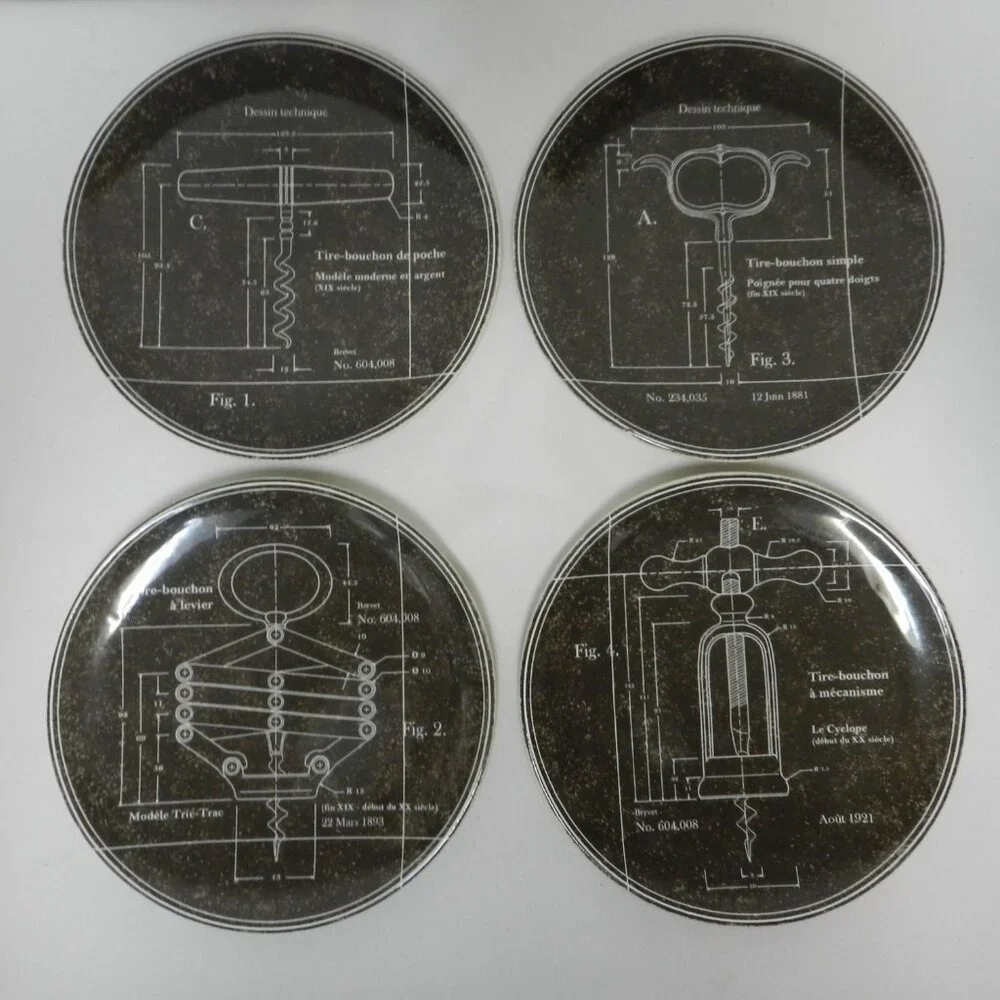 Williams Sonoma Tire Bouchon Set 4 Appetizer Size Salad Plates 6-1/2